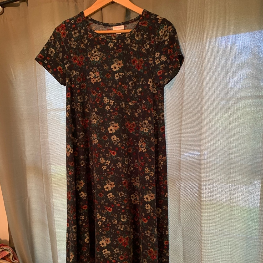🌺 LulaRoe Blue Dress with Flowers